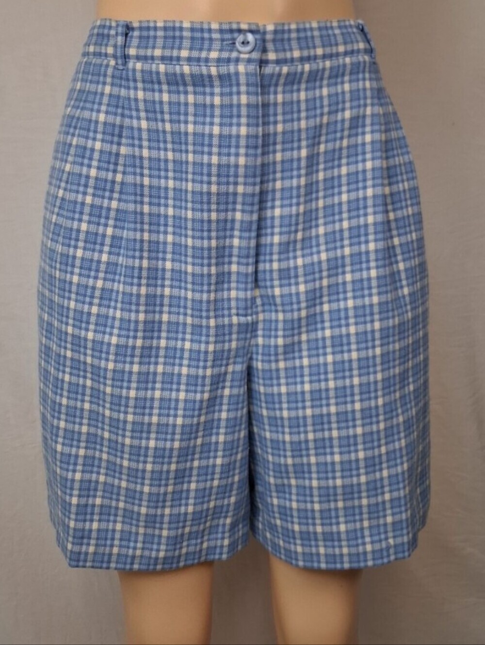 Talbots Light Blue Plaid Bermuda Shorts Size 18